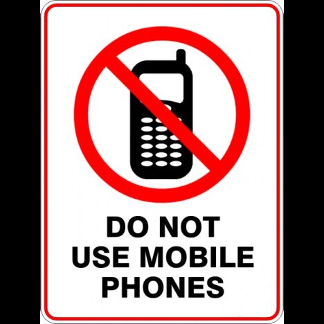 Sign do not use mobile phones